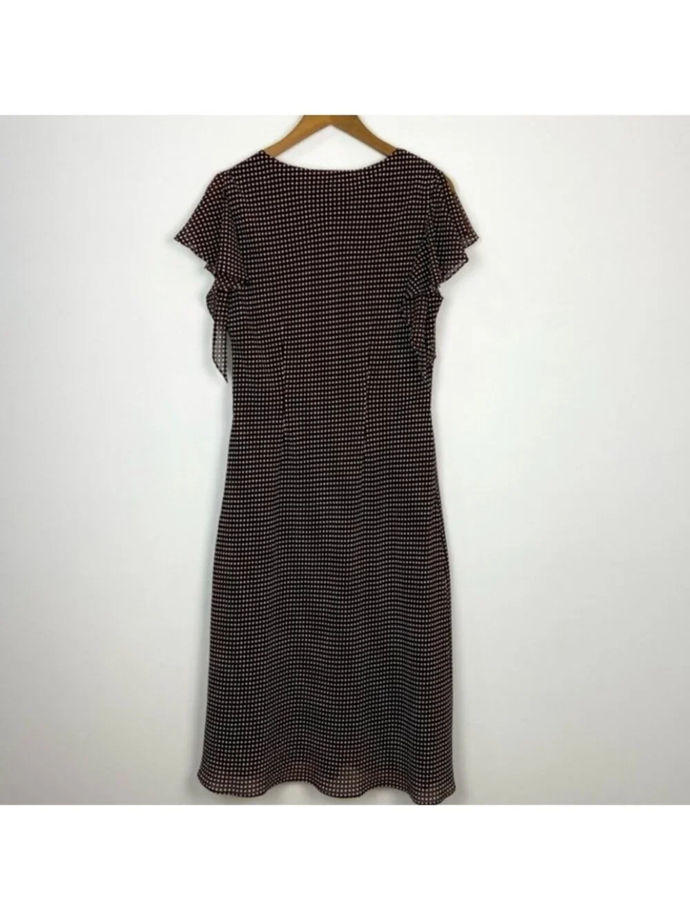 Vintage Brown J.B.S LTD Polka Dot Ruffle Dress